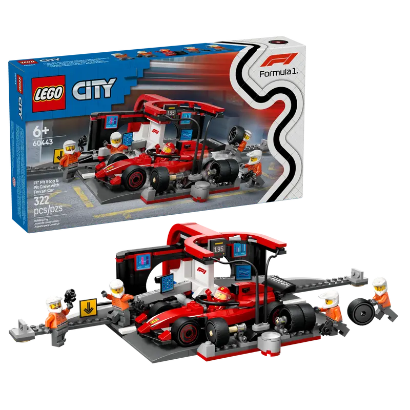 LEGO City 60443 F1 Pit Stop & Pit Crew with Ferrari Car
