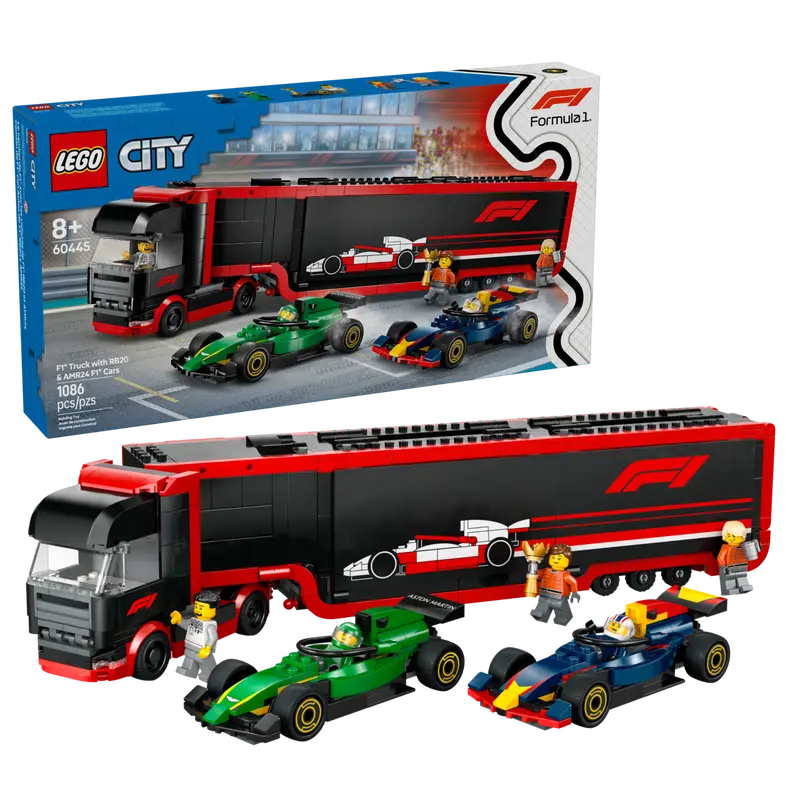 LEGO City 60445 F1 Truck with RB20 & AMR24 F1 Cars