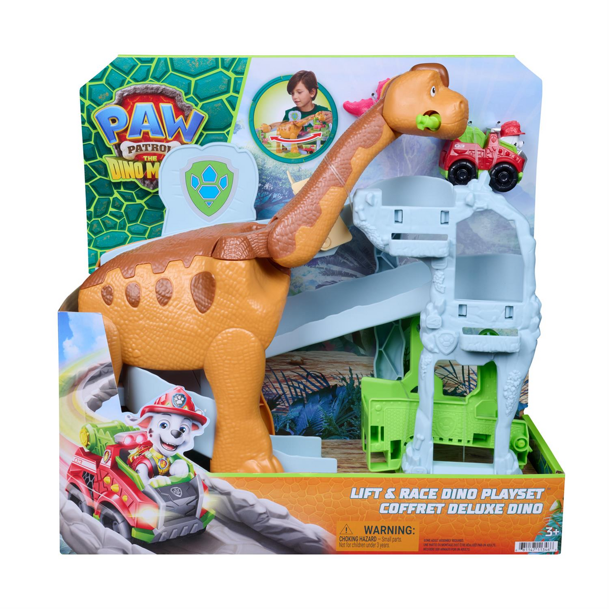 Paw Patrol: The Dino Movie, Lift & Race Dino Playset With 10-Inch Brachiosaurus