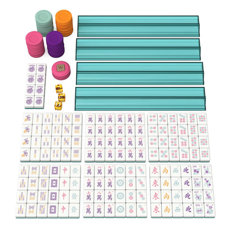 Mahjong Tile Set in Colorful Carrying Case