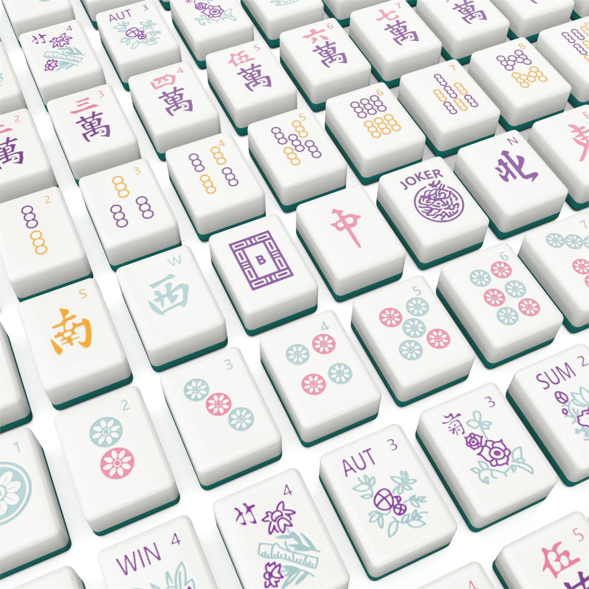 Mahjong Tile Set in Colorful Carrying Case