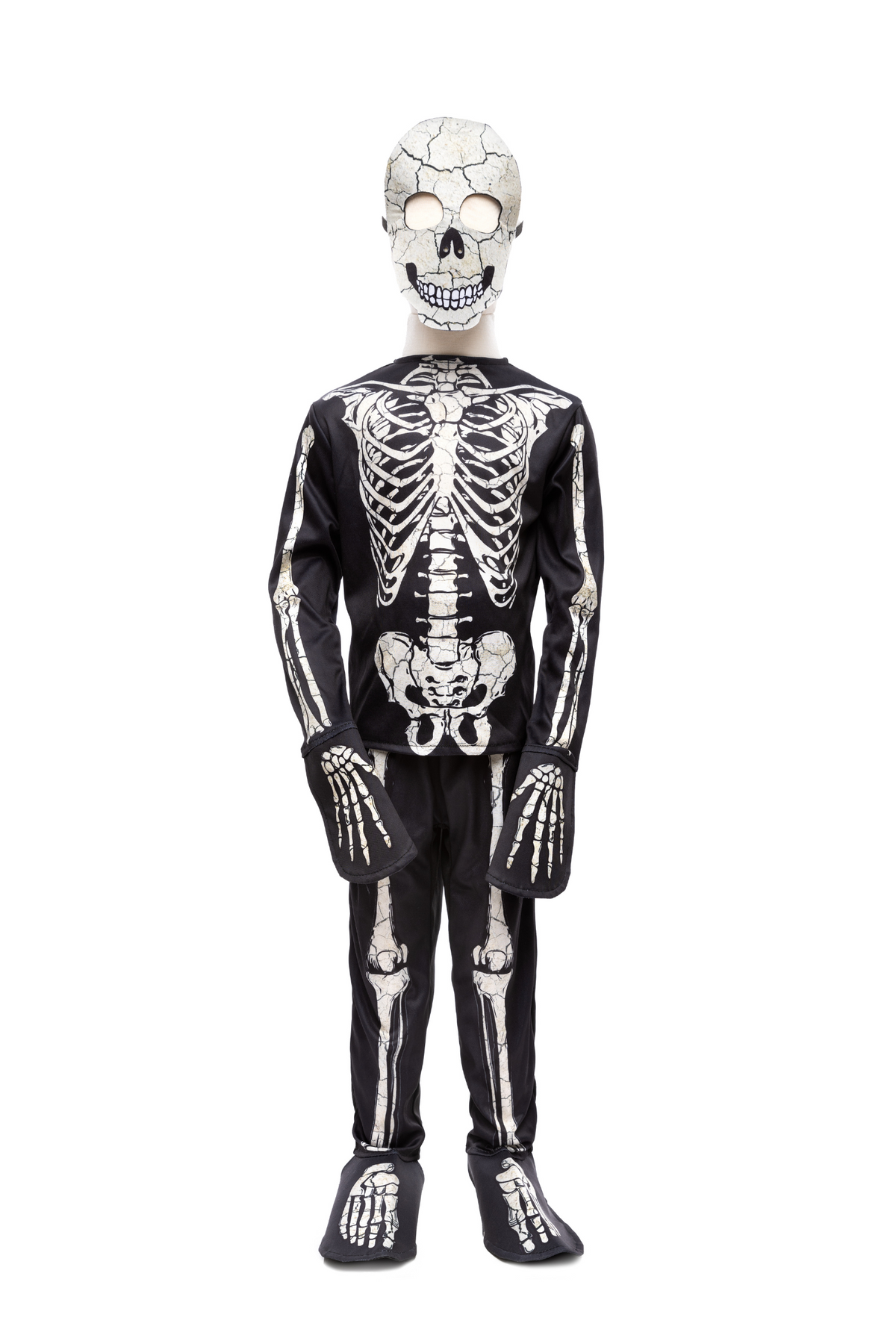 Glow in the Dark Skeleton Shirt Pants Mask Size 5-6