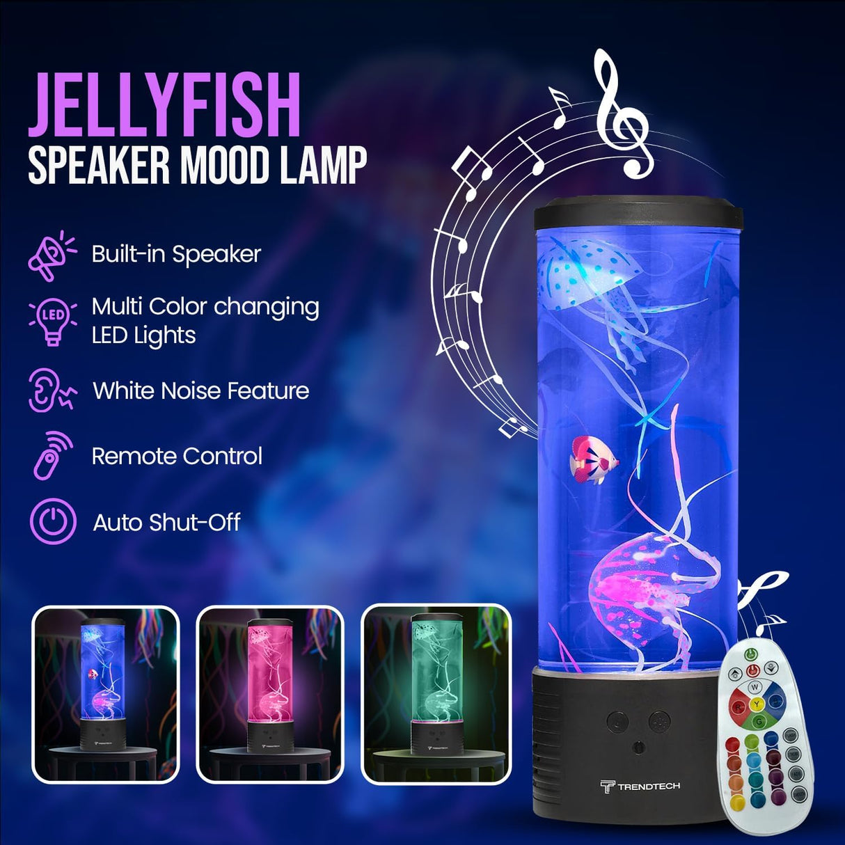 Jellyfish Lamp w/ Bluetooth Speaker Black 14"