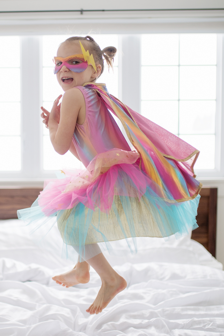 Super-Duper Tutu, Cape & Mask Pink/Gold Size 4-6