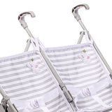 Berenguer Boutique Twin Doll Stroller - Elephant Theme Grey