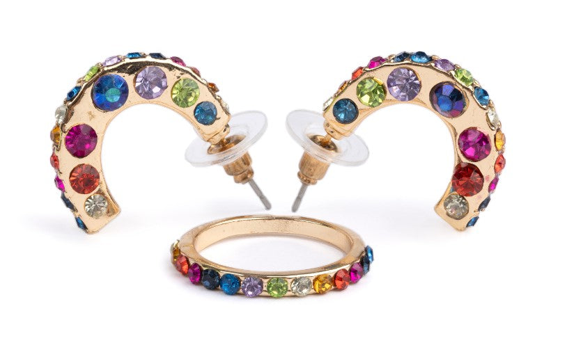 Boutique Chic Rockin' Rhinestone Earrings & Ring Set