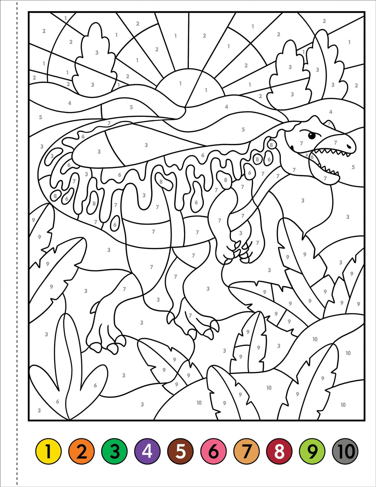Color by Number Dinosaurs