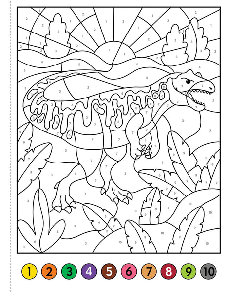 Color by Number Dinosaurs