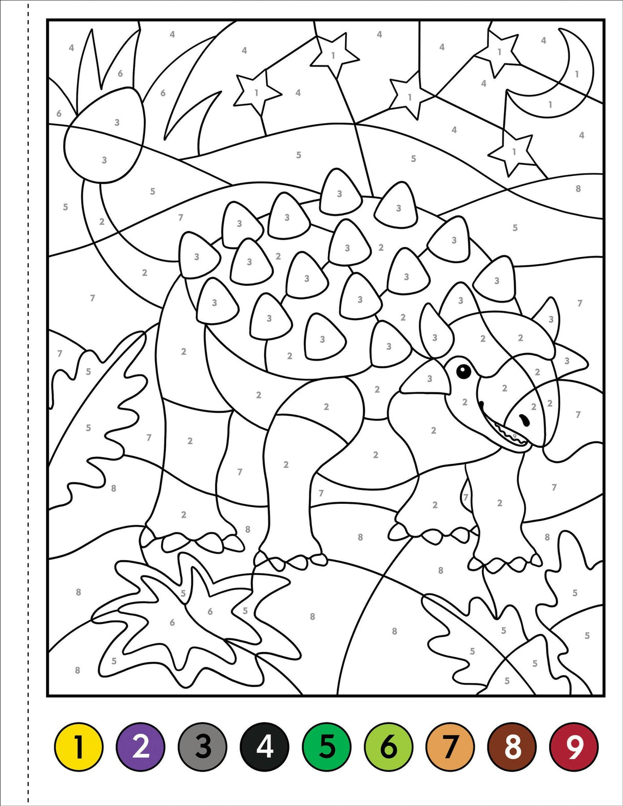 Color by Number Dinosaurs