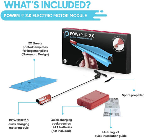 PowerUp Power Kit for Paper Airplane - Blue