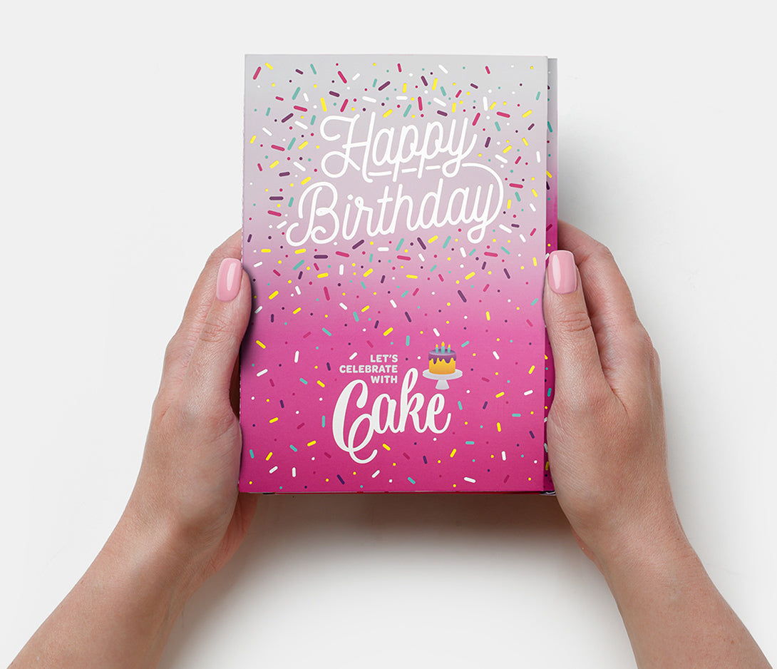 Happy B-Day Pink Cake Card - Chocolate