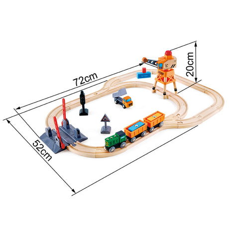 Hape E3732 Crossing & Crane Wooden Railway Set
