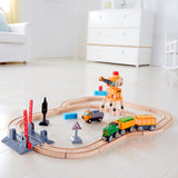 Hape E3732 Crossing & Crane Wooden Railway Set