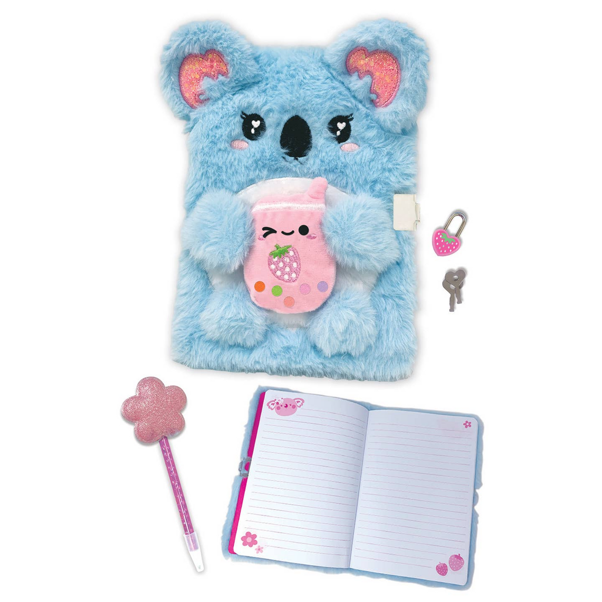 Fuzzy Diary With Lock & Keys, Koala