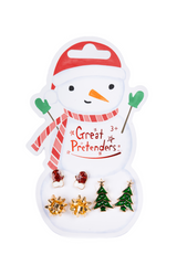 Snowman Pierced Earrings, 3 pairs