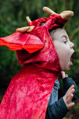 Triceratops Hooded Cape, Red, Size 4-5