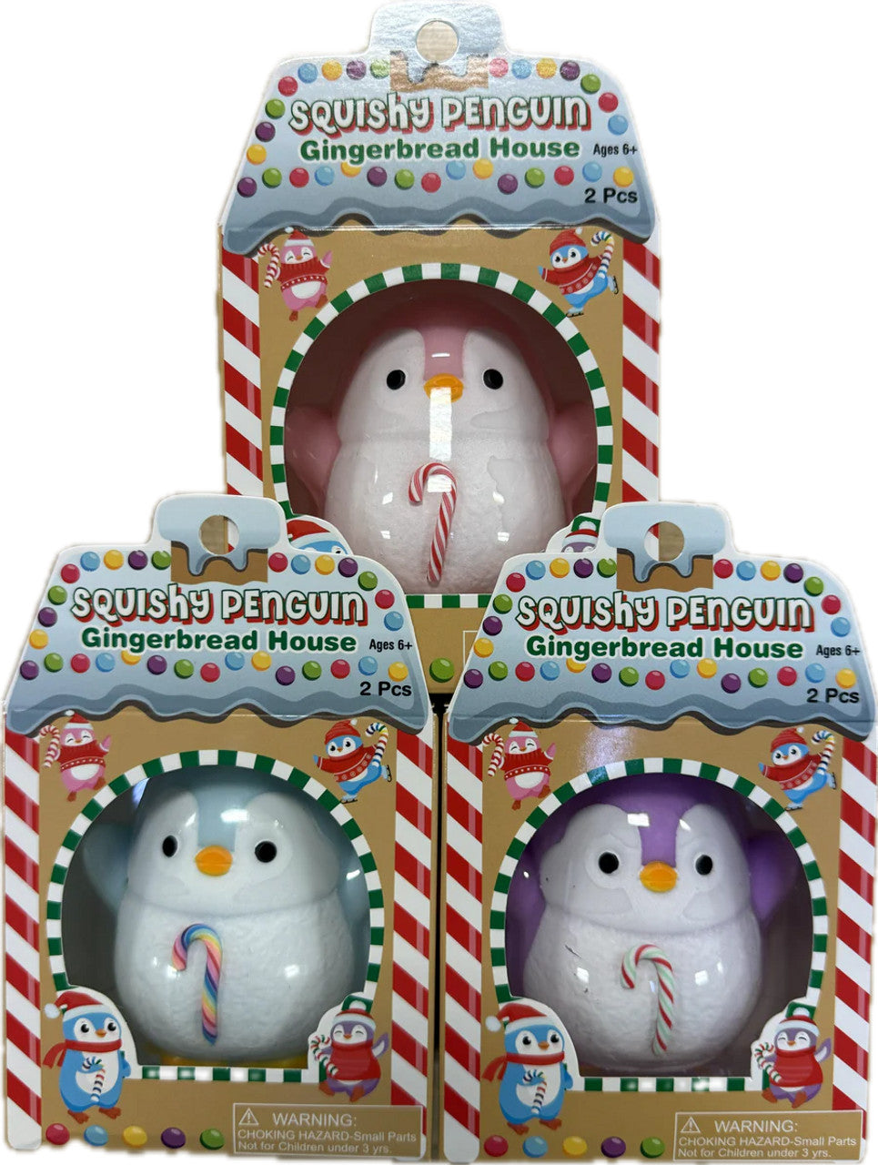 Squishy Penguin Gingerbread House Asst