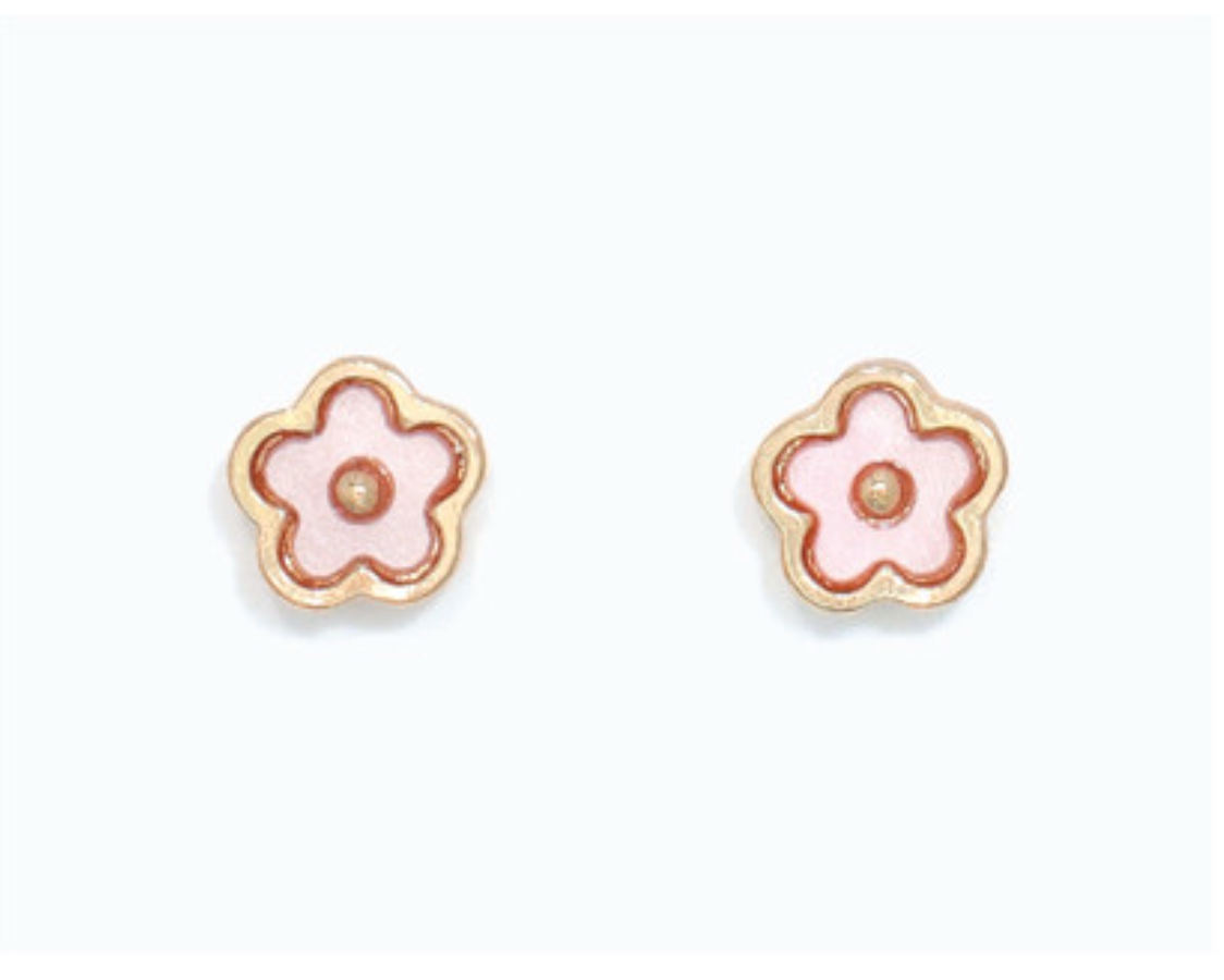 Pink and Gold Flower Earrings