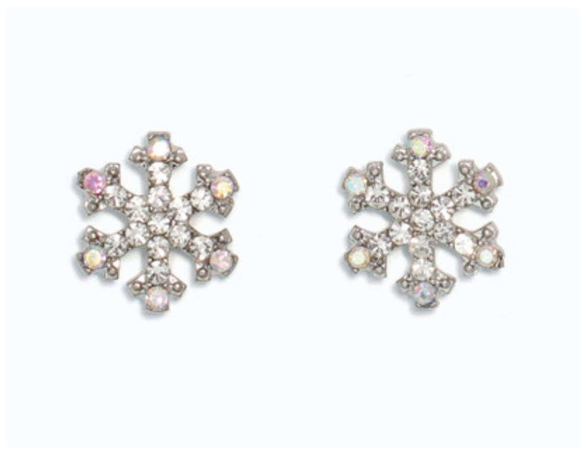 AB Crystal Snowflakes Silver Earrings