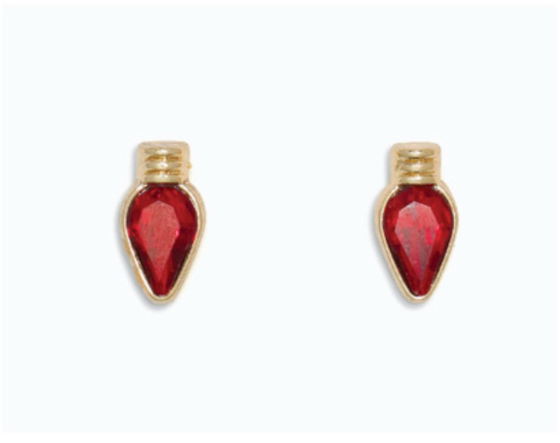 Red Christmas Bulbs in Gold Earrings