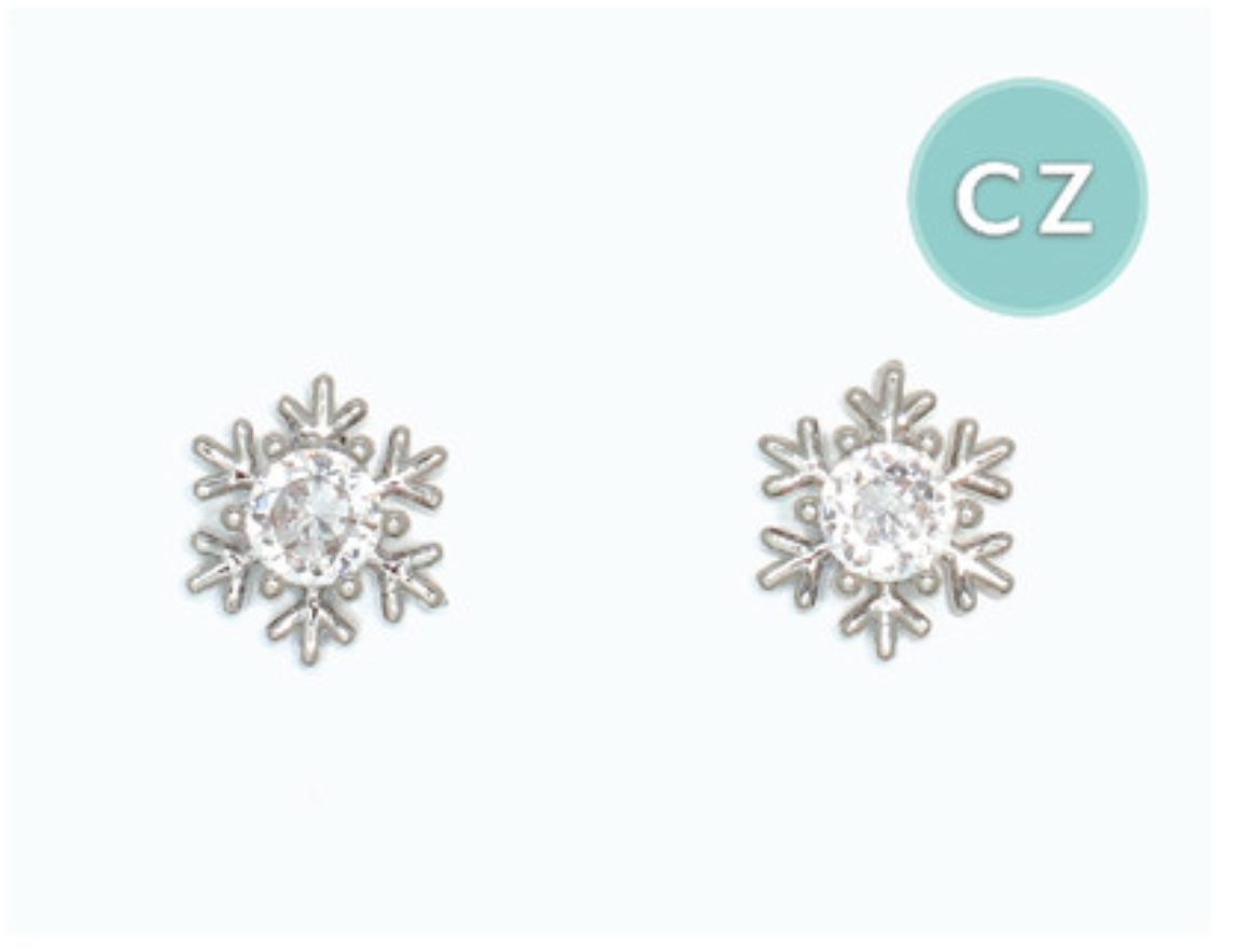 Silver Snowflake with CZ Earrings
