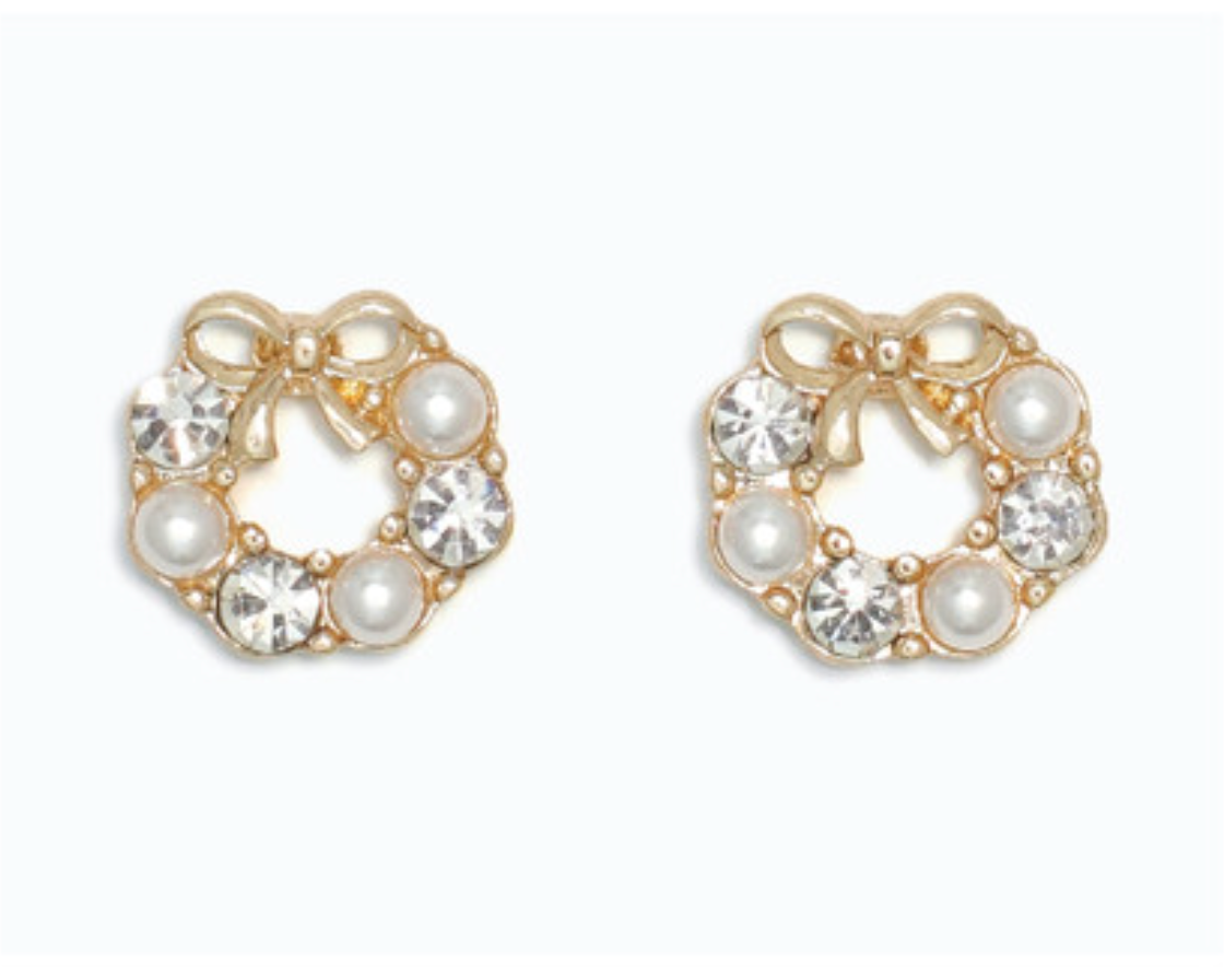 Crystal and Pearl Wreath Earrings