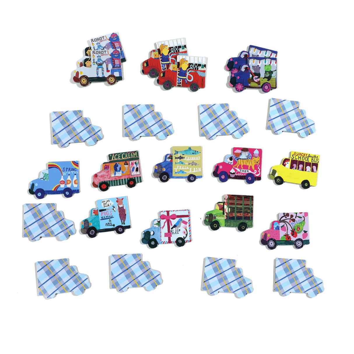 Trucks and a Bus Memory & Matching Game Matching