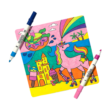 Colortopia Color By Number Paint Marker Kit - Unicorn Funland