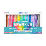 Rainbow Sparkle Metallic Watercolor Gel Crayons - Set of 12