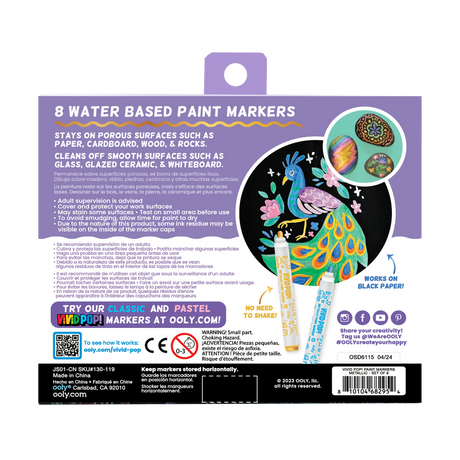 Vivid Pop! 8 Water Based Paint Markers - Metallic