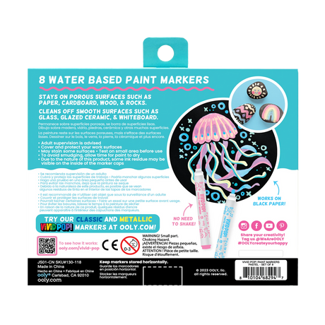 Vivid Pop! 8 Water Based Paint Markers - Pastel