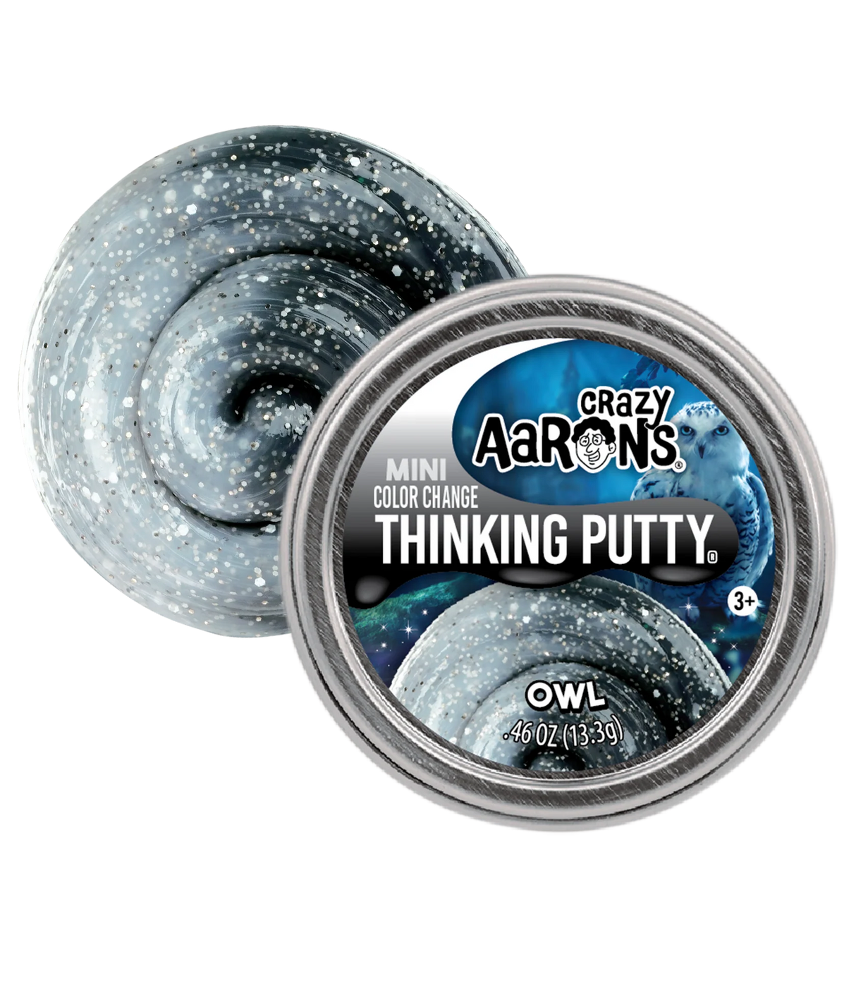 Crazy Aaron Owl Mini Tin Thinking Putty