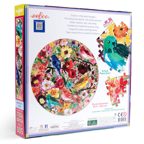 Birds & Blossoms 500 Piece Round Puzzle