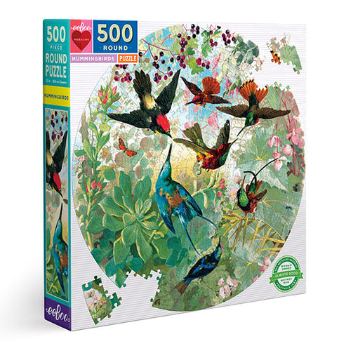 Hummingbirds 500 Piece Round Jigsaw Puzzle