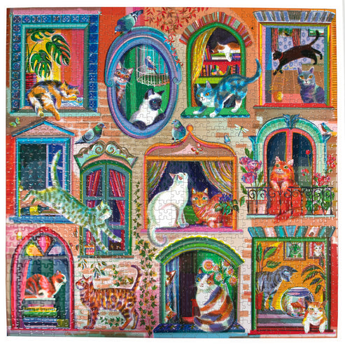 Cats in Windows 1000 Piece Square Puzzle