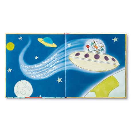 Tickle Monster book illustration of monster in ufo