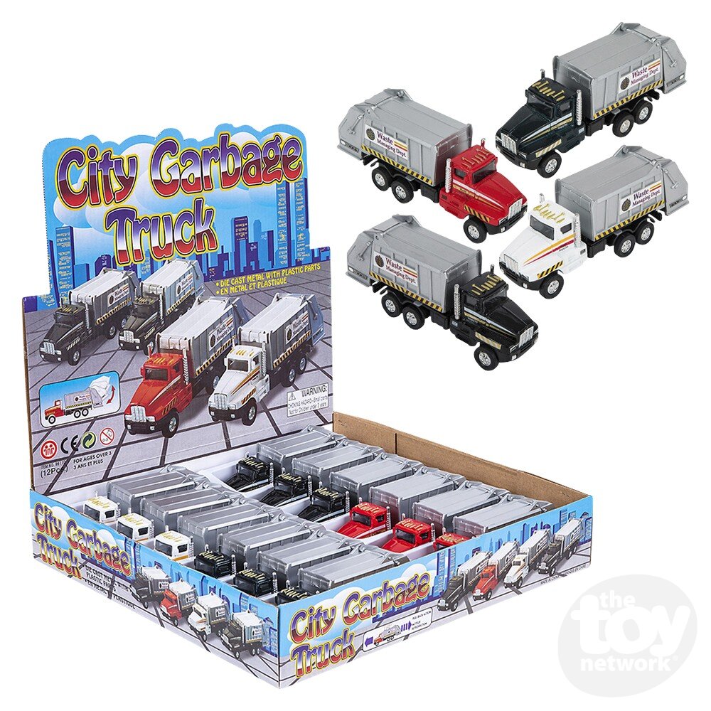 Die-Cast Pull Back Garbage Truck 6"