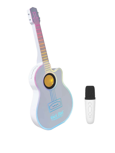 Rock Star Karaoke Guitar Speaker & Mic Set White