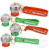 Christmas Liquid Snow Globe Wristlet Clip On 2"