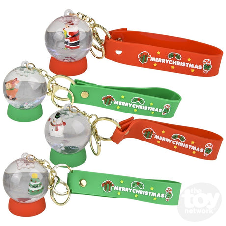 Christmas Liquid Snow Globe Wristlet Clip On 2"