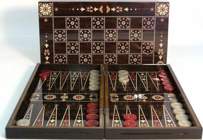 Backgammon Set: 19" Flowered Decoupage