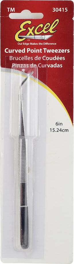 Excel 6" Curved Point Stainless Steel Tweezer