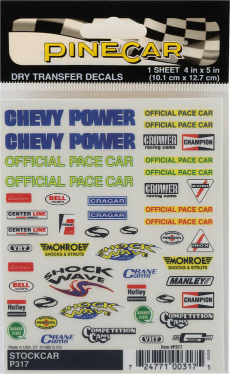 PineCar NASCAR Dry Transfer Decal Set