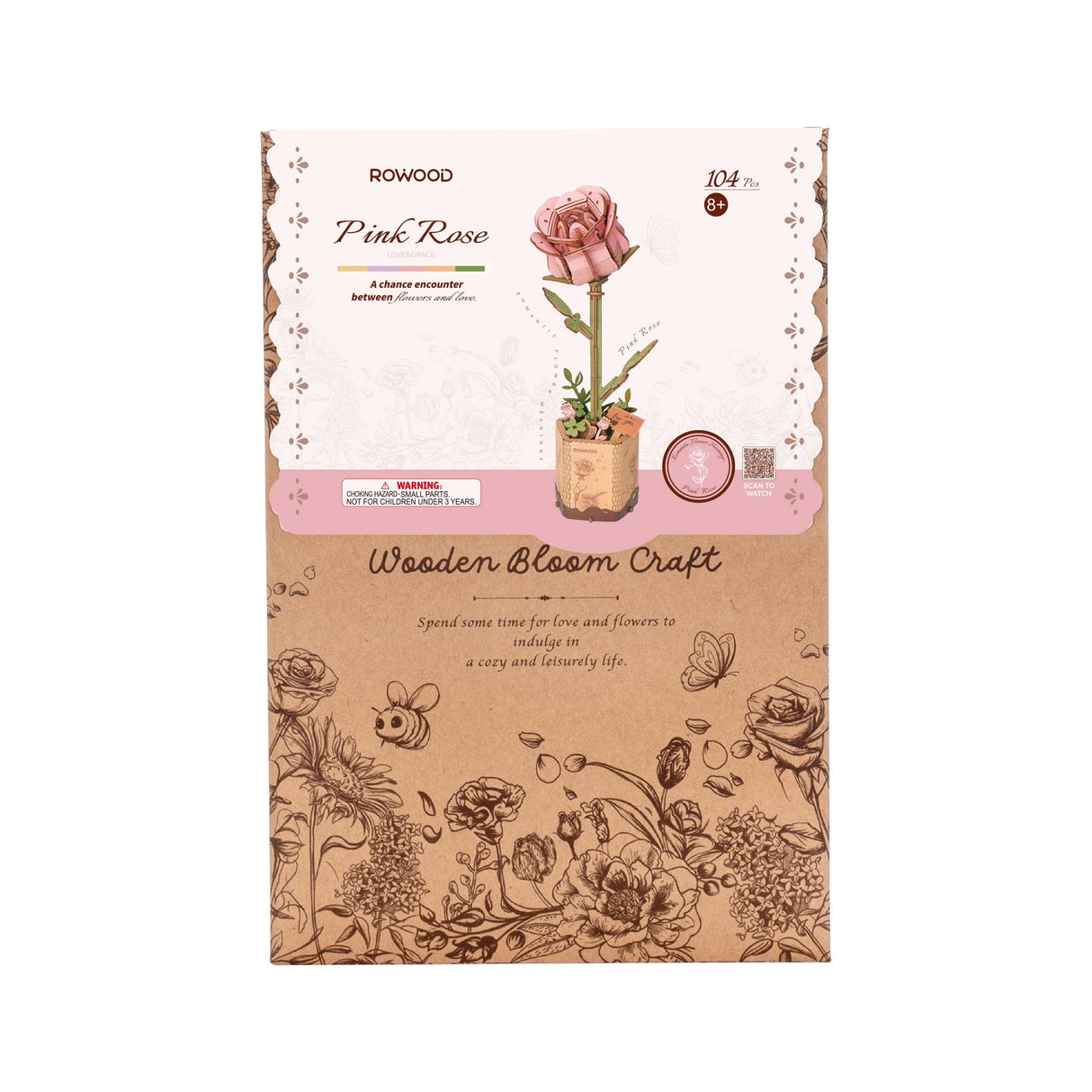 Modern Wooden Puzzle: Rose