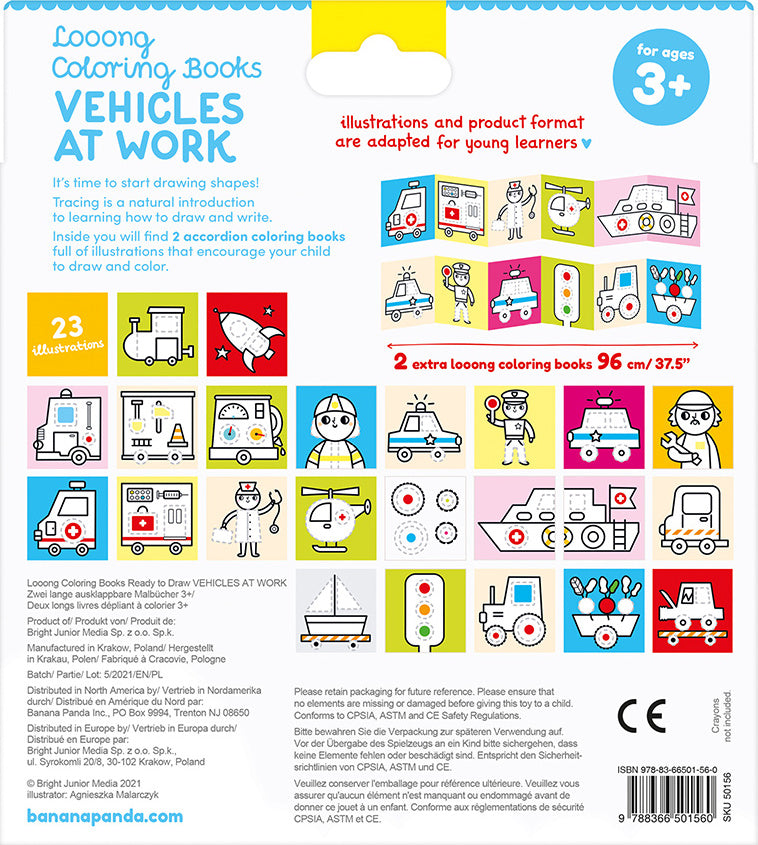 Looong Coloring Books Ready to Draw - Vehicles at Work