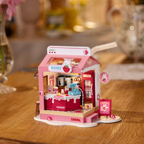 Strawberry Milk Box Miniature House Kit