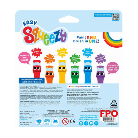 Easy Squeezy: Squeezable Poster Paint Brushes (Set of 6)