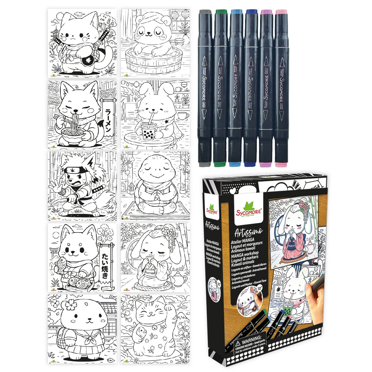 Artissimo -S Layout and Markers Kawaii Animals - 10y+