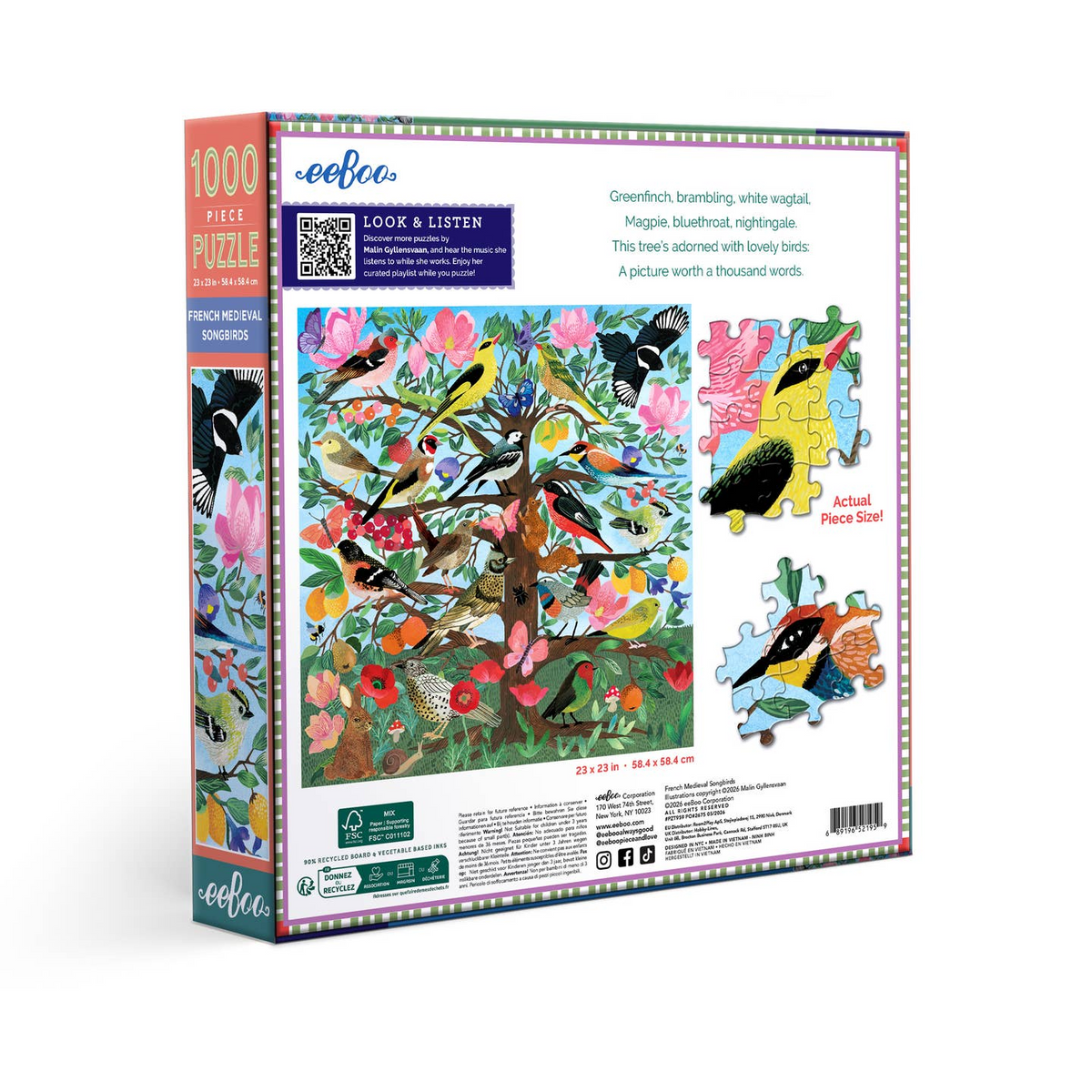 French Medieval Songbirds 1000 Piece Square Puzzle