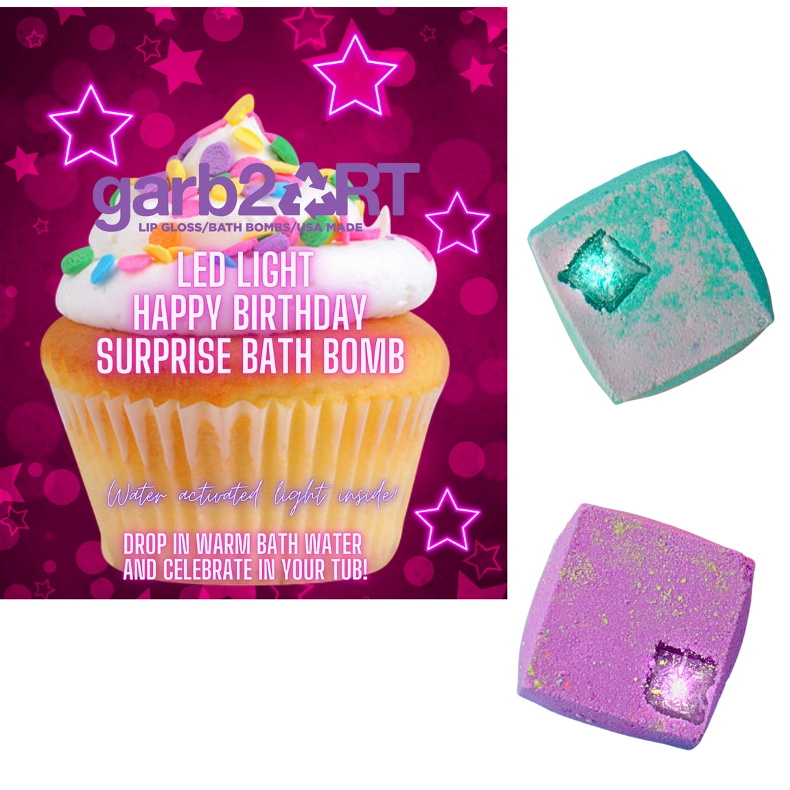 Surprise Bath Bomb Happy Birthday Water Activated LED Bath Bomb